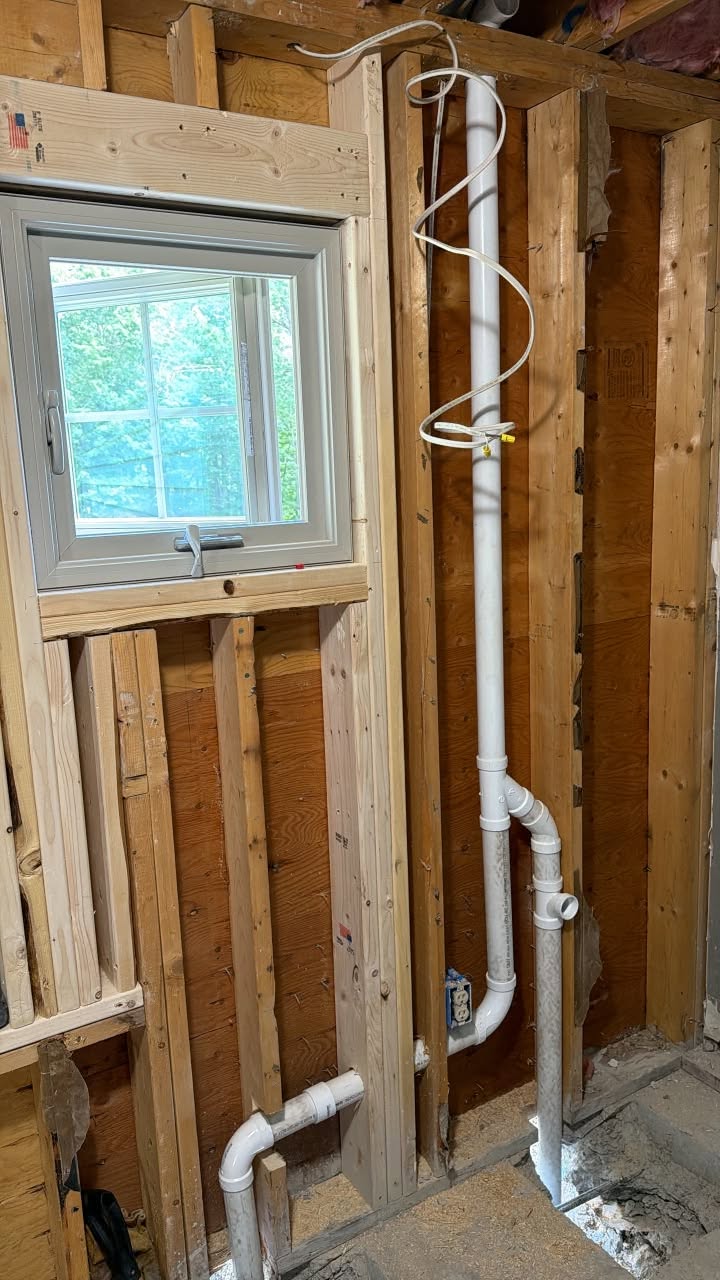 Drain pipe installation in a framed home